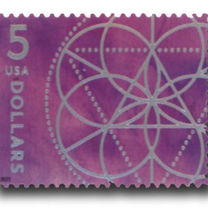 First Class Stamps 2022 Floral Geometry – Art Collection, $5 Postage