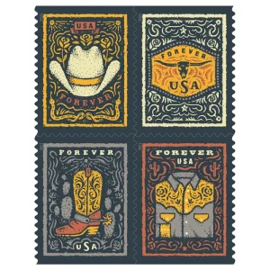 Forever Stamps 2021 Western Wear – Americana Style Collection, First-Class Postage