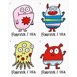 Forever Stamps 2021 Message Monsters – Whimsical Cartoon Designs, First-Class Postage