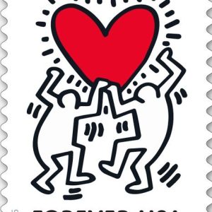 Forever Stamps 2025 Love – Keith Haring Heart Design, Wedding Invitation, First-Class Postage